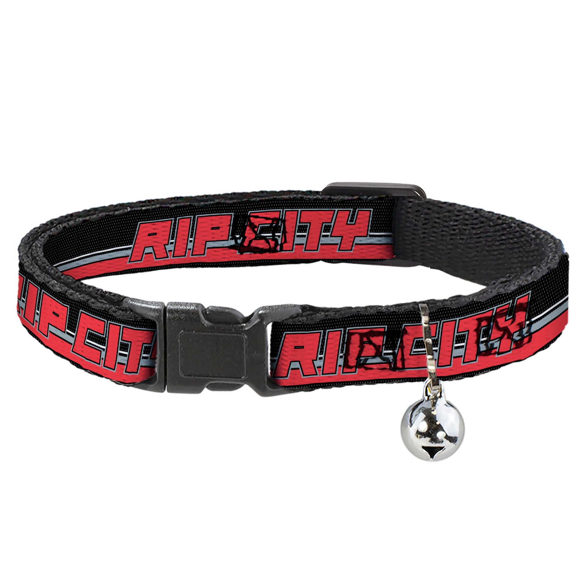Cat Collar Breakaway - RIP CITY Stripe Mesh Black Gray Red Breakaway Cat Collars Buckle-Down