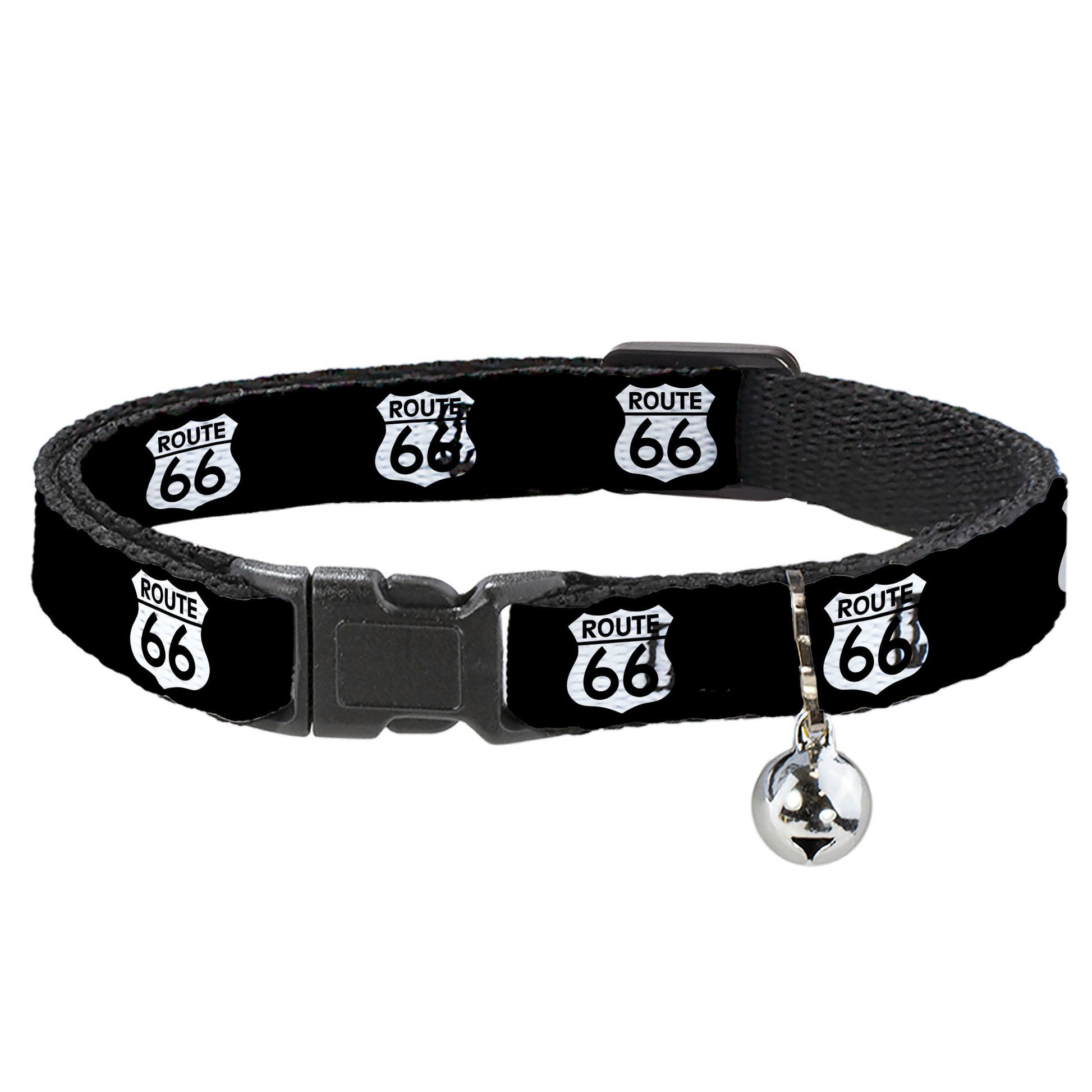 Cat Collar Breakaway - ROUTE 66 Highway Sign Repeat Black White Breakaway Cat Collars Buckle-Down