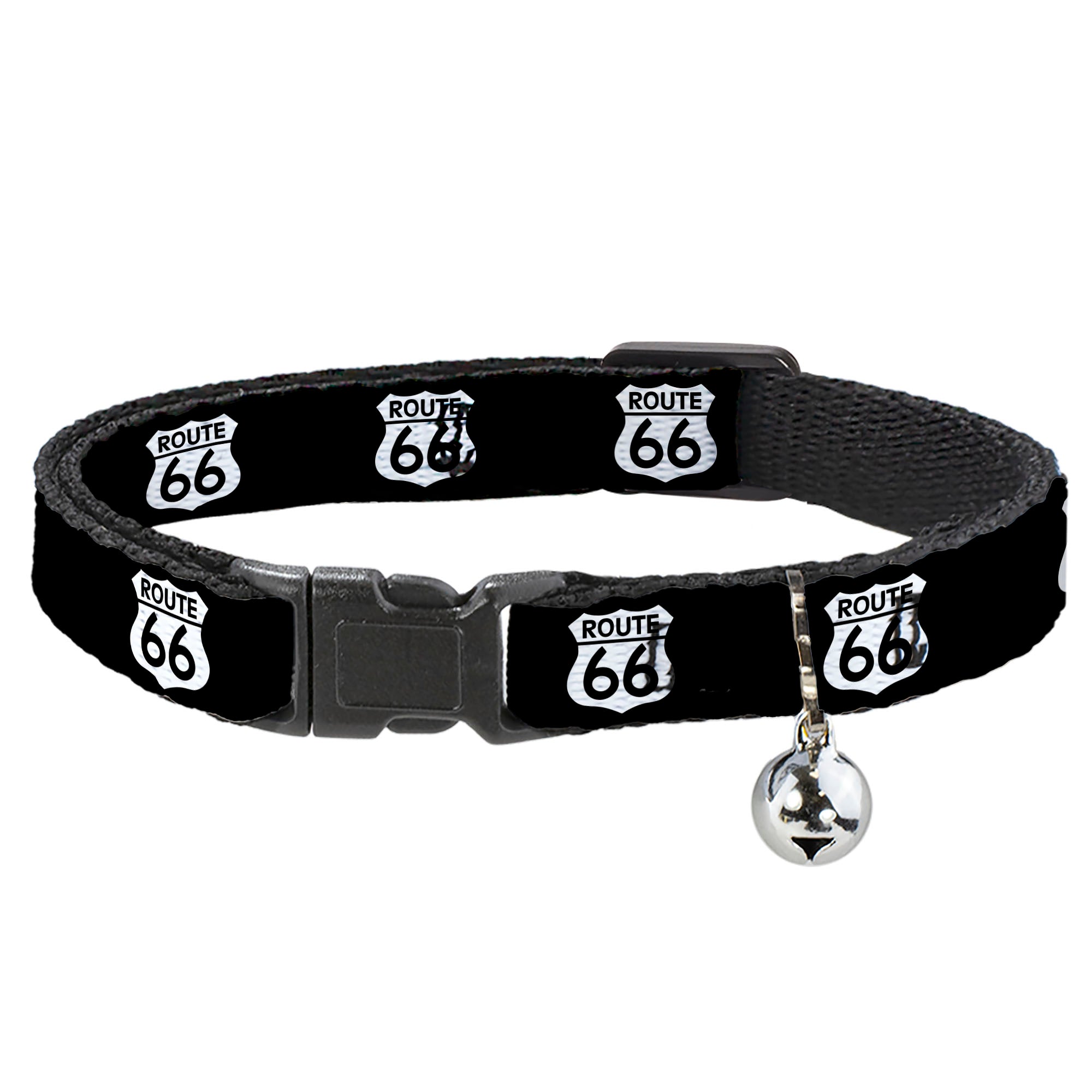 Cat Collar Breakaway - ROUTE 66 Highway Sign Repeat Black White Breakaway Cat Collars Buckle-Down