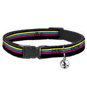 Cat Collar Breakaway - Racing Stripes Black Yellow Blue Pink Breakaway Cat Collars Buckle-Down