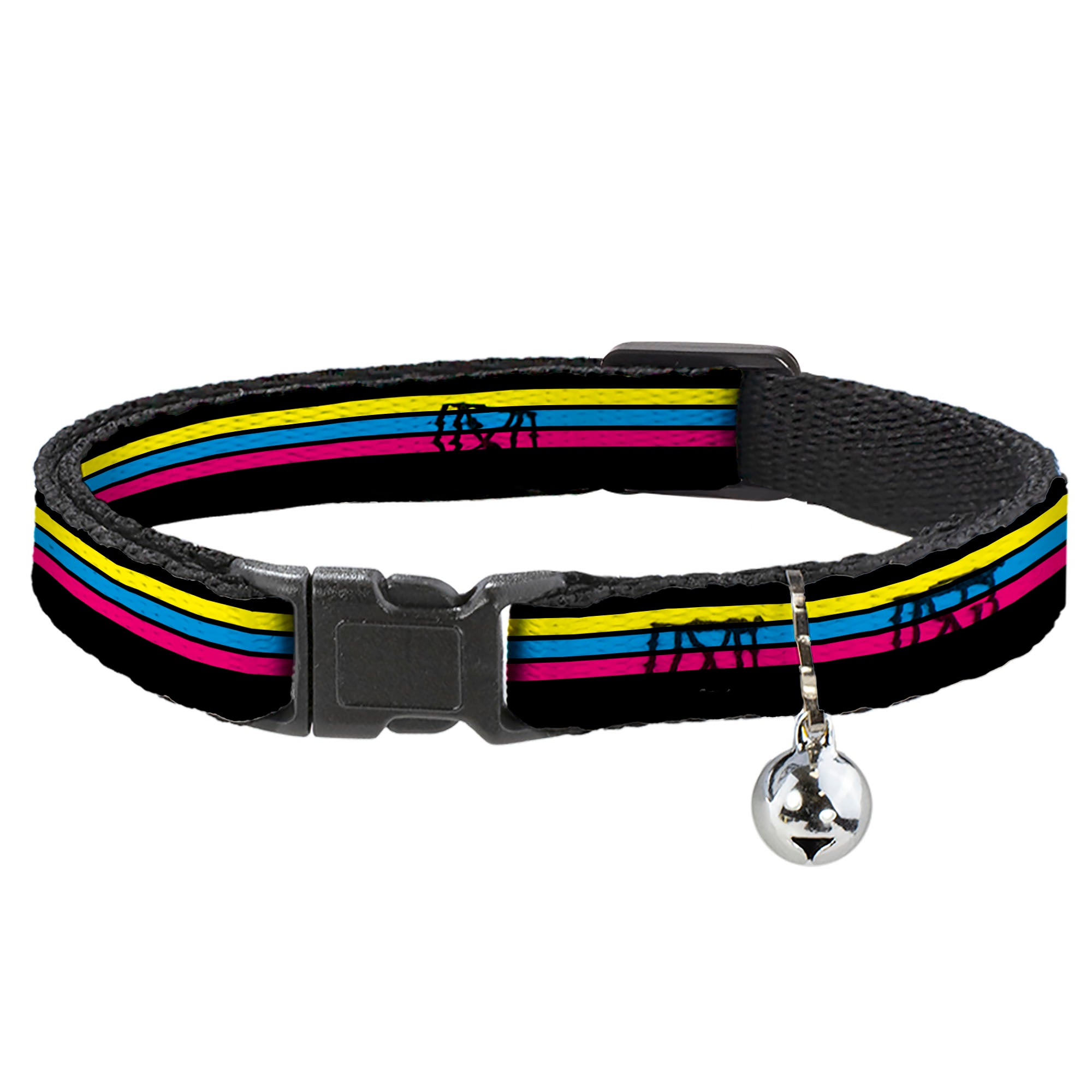 Cat Collar Breakaway - Racing Stripes Black Yellow Blue Pink Breakaway Cat Collars Buckle-Down