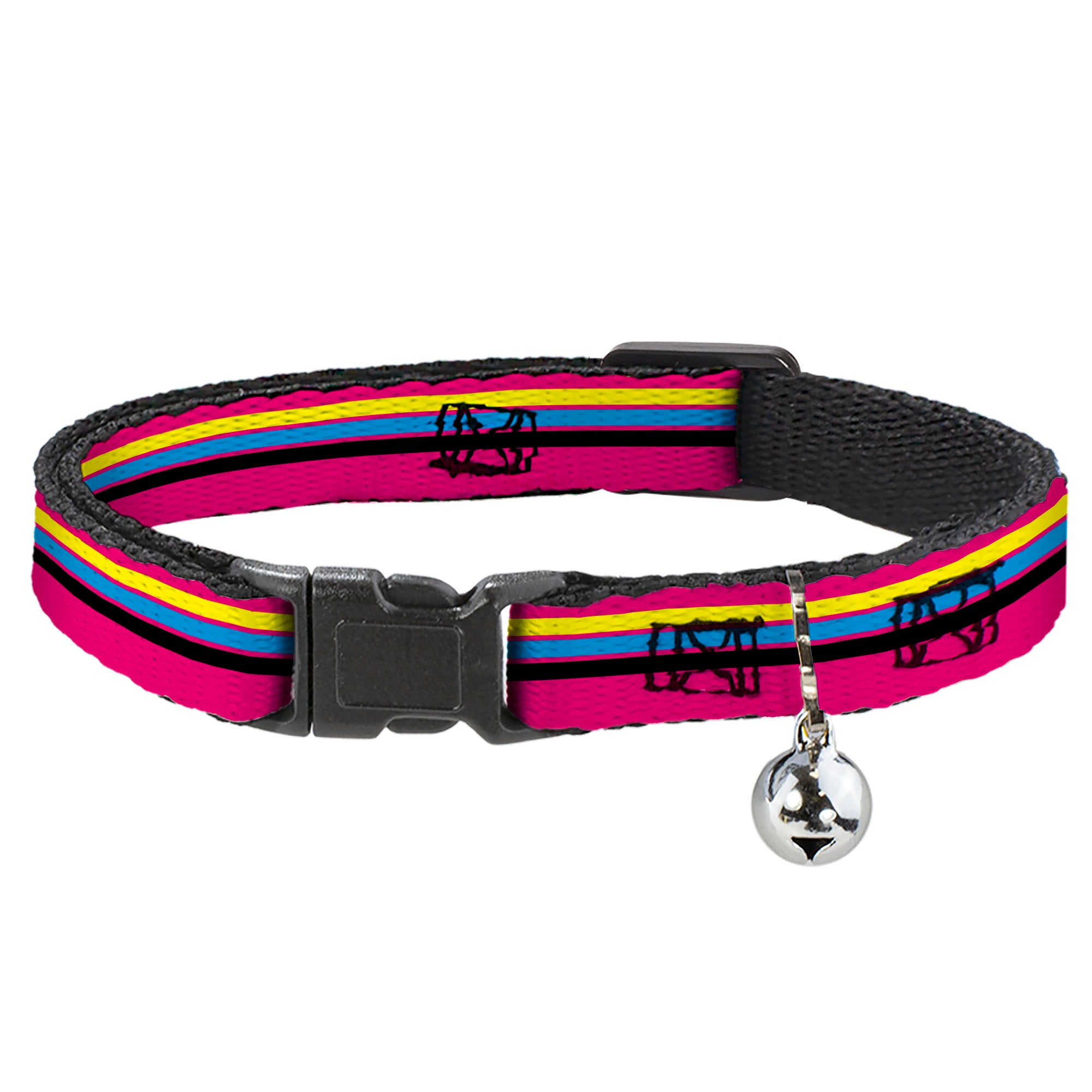 Cat Collar Breakaway with Bell - Racing Stripes Pink Yellow Blue Black Breakaway Cat Collars Buckle-Down