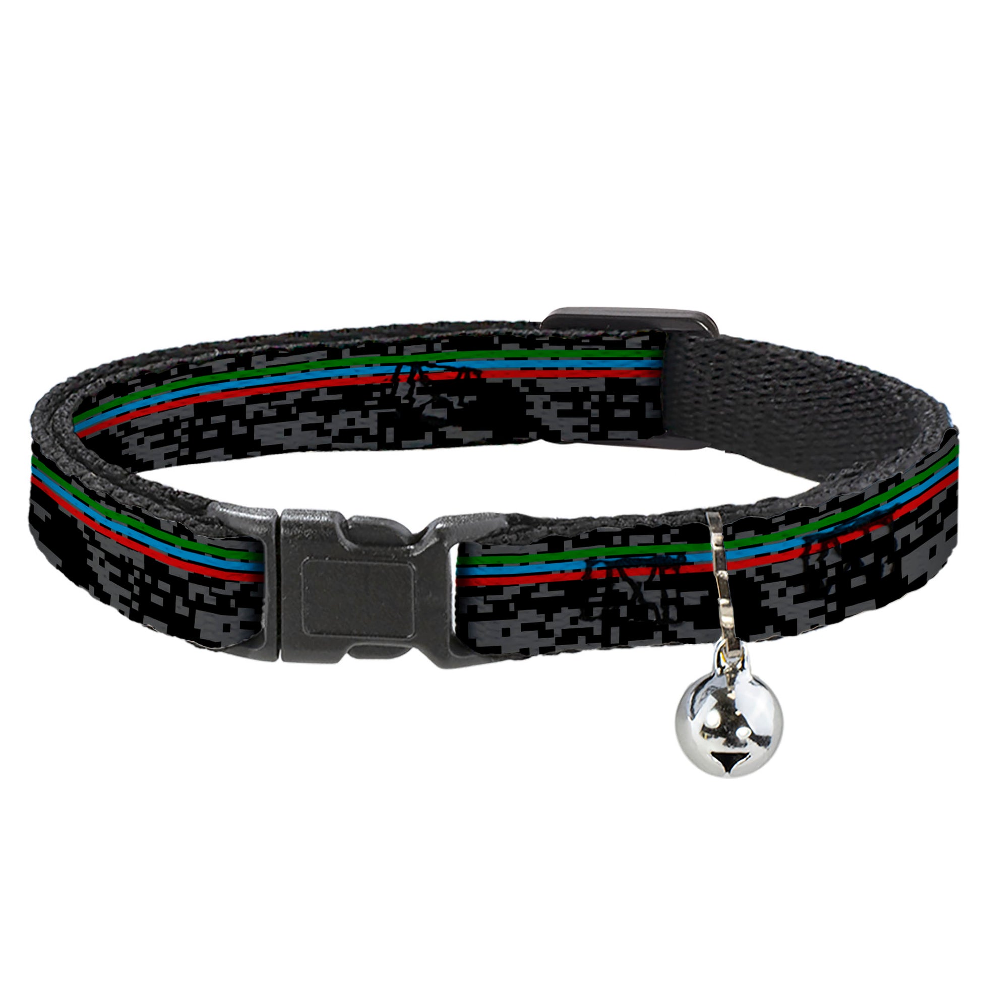 Cat Collar Breakaway with Bell - Racing Stripes Digital Camo Black Gray Green Blue Red Breakaway Cat Collars Buckle-Down