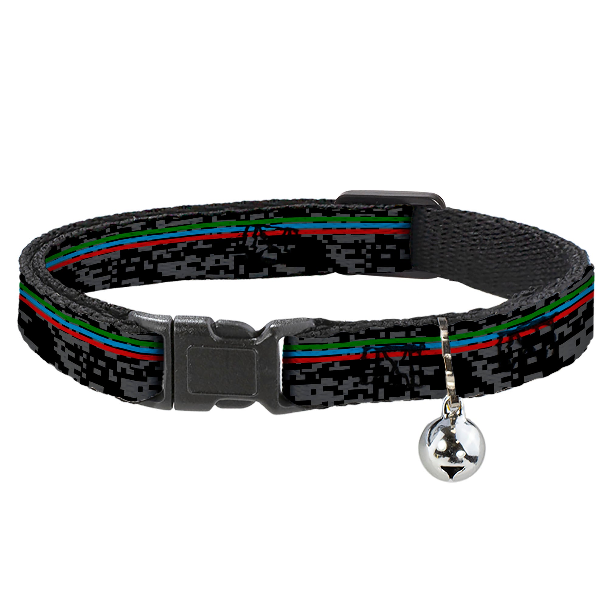 Cat Collar Breakaway with Bell - Racing Stripes Digital Camo Black Gray Green Blue Red Breakaway Cat Collars Buckle-Down
