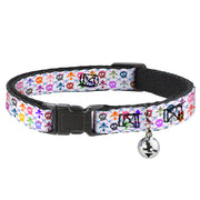 Cat Collar Breakaway - Skull & Fleur-de-Lis White Multi Color Breakaway Cat Collars Buckle-Down
