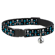 Cat Collar Breakaway - Skulls & Stars Black White Blue Breakaway Cat Collars Buckle-Down