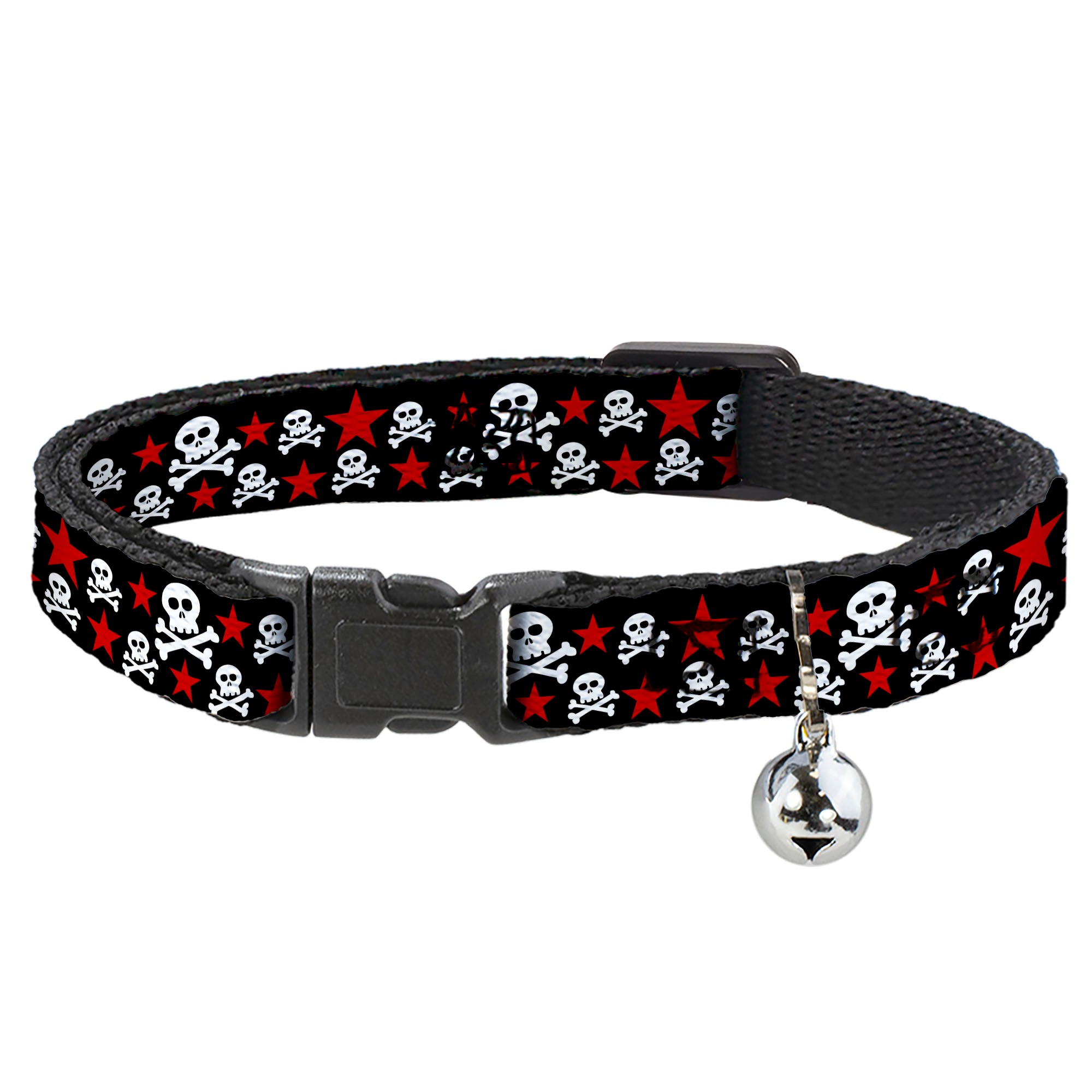 Cat Collar Breakaway - Skulls & Stars Black White Red Breakaway Cat Collars Buckle-Down