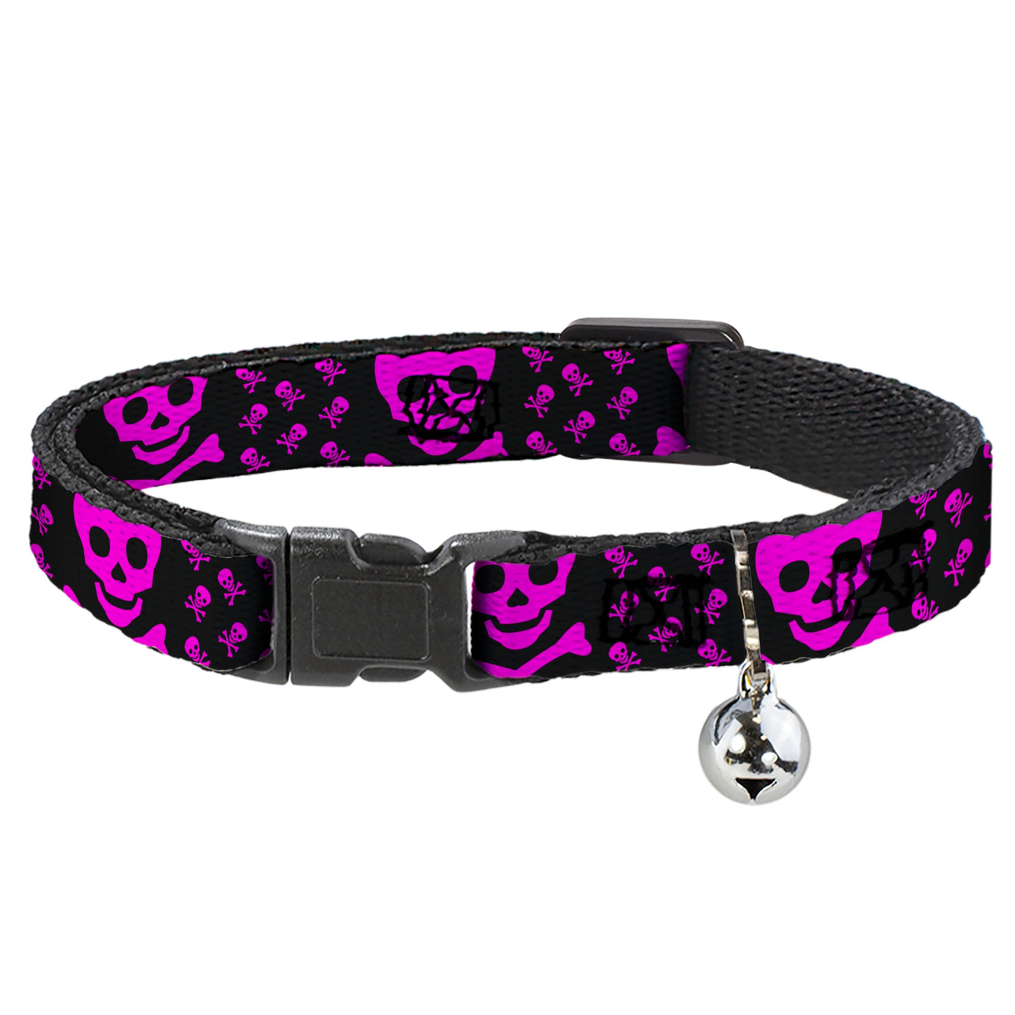 Cat Collar Breakaway - Skull w Babies Black Fuchsia Breakaway Cat Collars Buckle-Down
