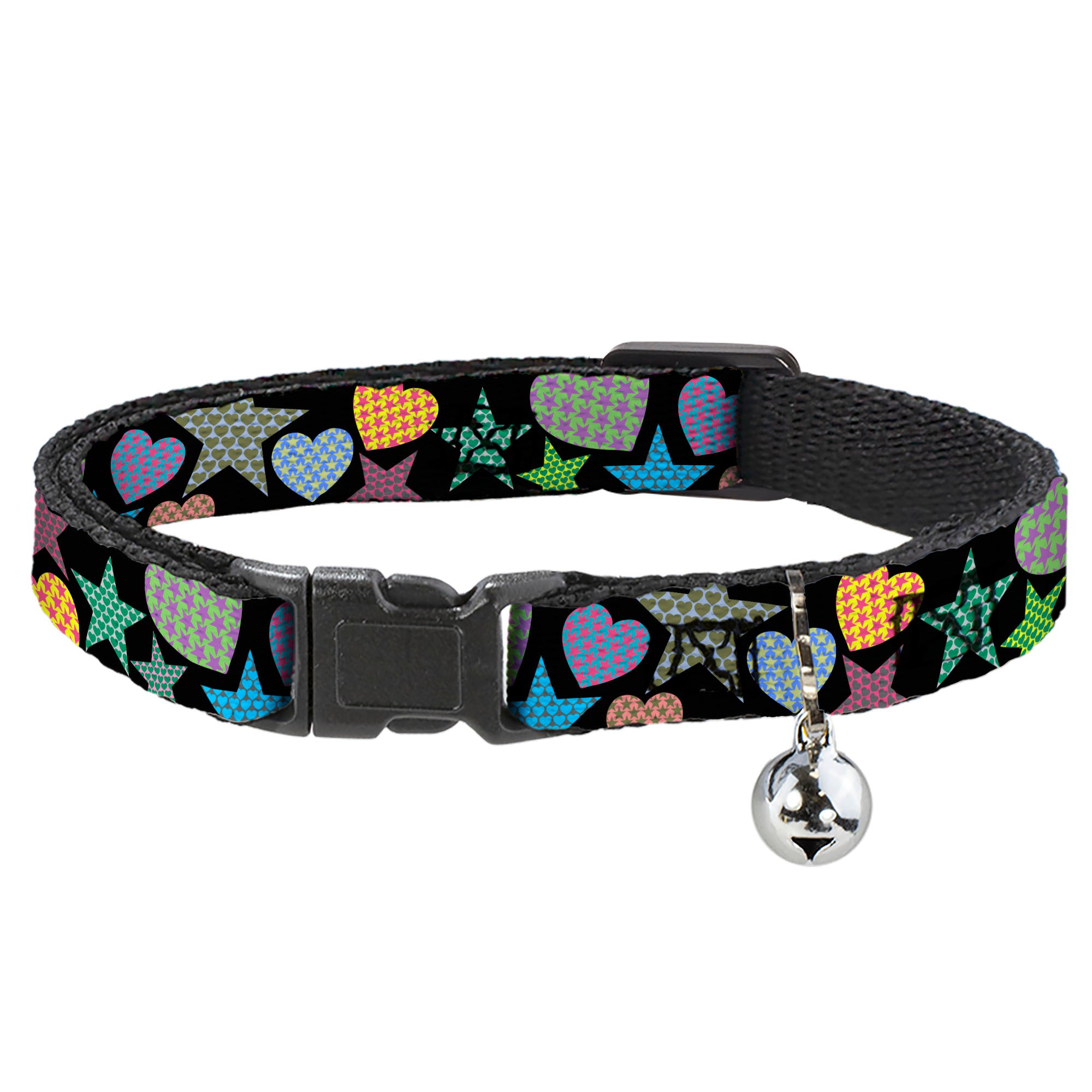 Cat Collar Breakaway - Stars-In Hearts-In Stars Black Multi Breakaway Cat Collars Buckle-Down