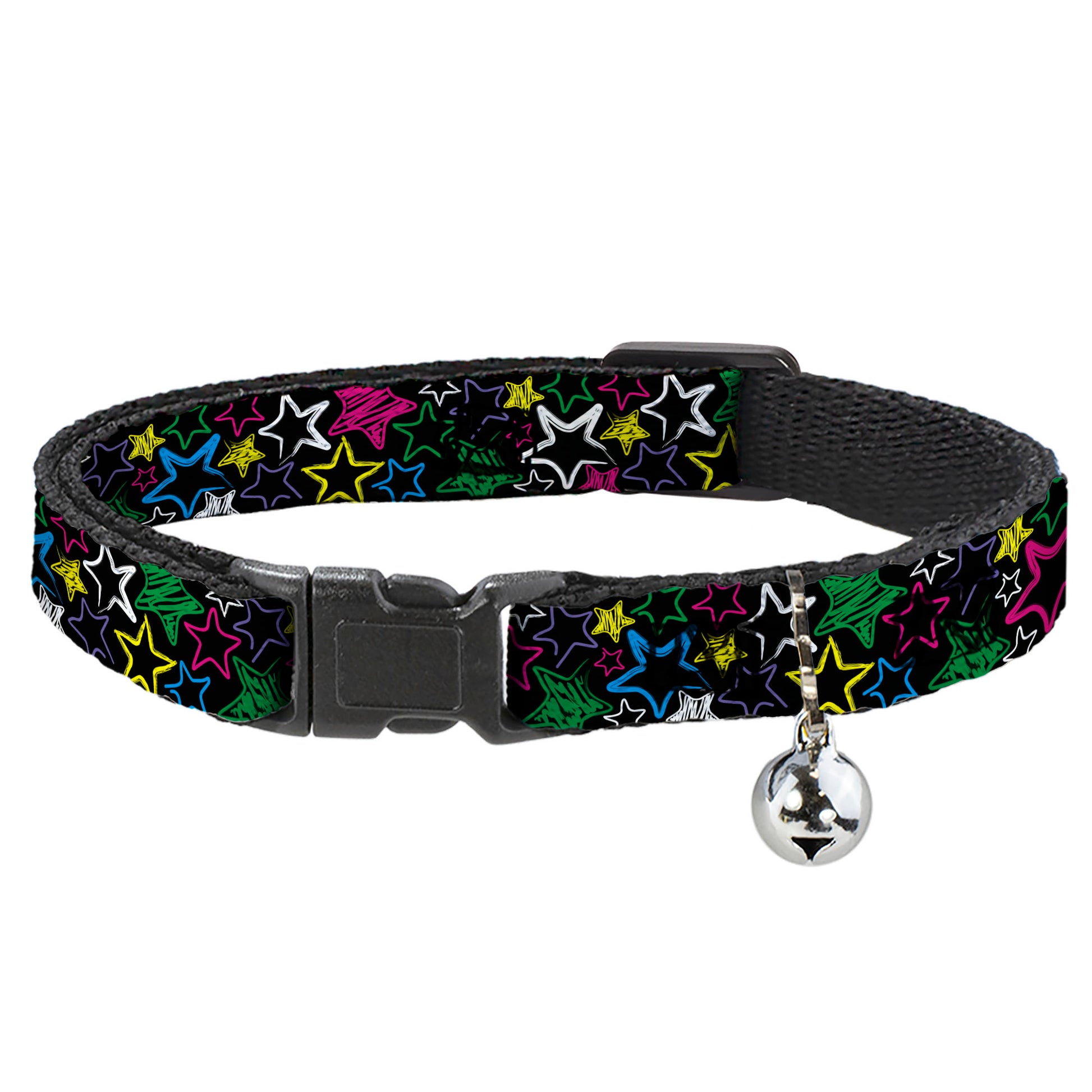Cat Collar Breakaway - Sketch Stars Black Multi Color Breakaway Cat Collars Buckle-Down