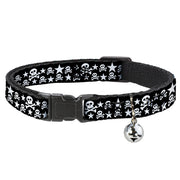 Cat Collar Breakaway - Skulls & Stars Black White Breakaway Cat Collars Buckle-Down
