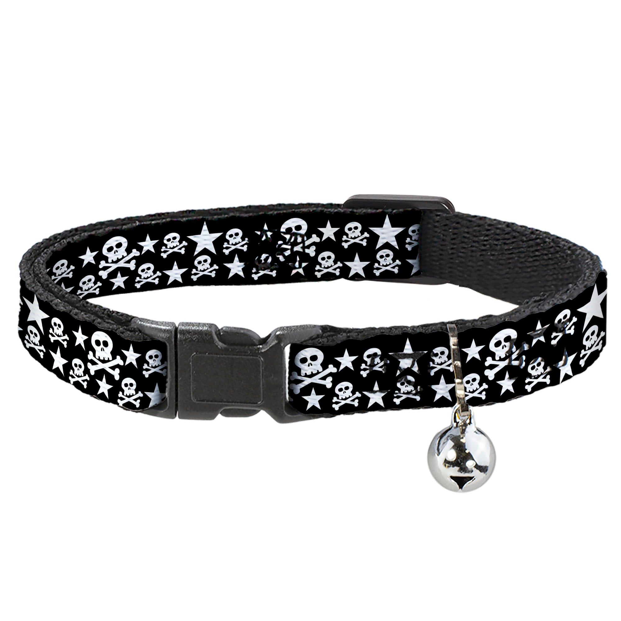 Cat Collar Breakaway - Skulls & Stars Black White Breakaway Cat Collars Buckle-Down