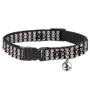 Cat Collar Breakaway - Skull w Bow Black White Red Breakaway Cat Collars Buckle-Down