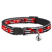 Cat Collar Breakaway - Stripes & Stars Black White Red Breakaway Cat Collars Buckle-Down