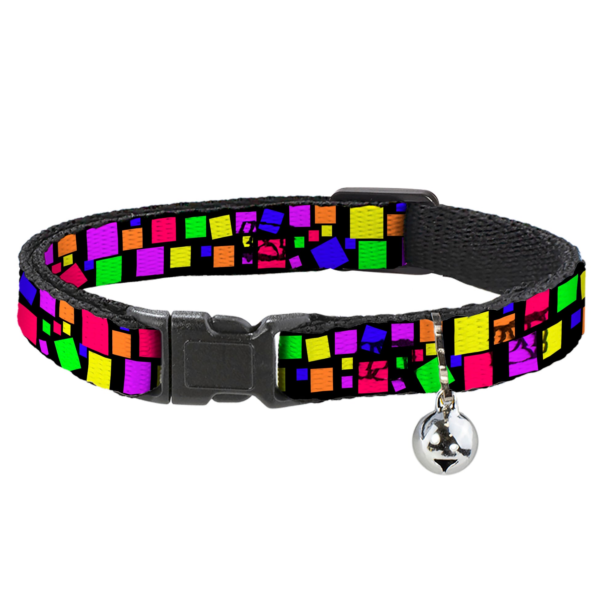 Cat Collar Breakaway - Squares Black Multi Color Breakaway Cat Collars Buckle-Down