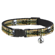 Cat Collar Breakaway - Skull & Cross Bones Plaid Tan Breakaway Cat Collars Buckle-Down