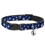 Cat Collar Breakaway - Snowflakes Blue White Breakaway Cat Collars Buckle-Down