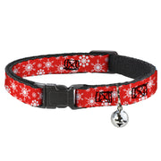 Cat Collar Breakaway - Snowflakes Red White Breakaway Cat Collars Buckle-Down