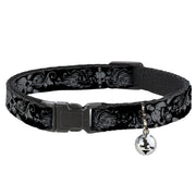 Cat Collar Breakaway - Skull & Dagger w Filigree Black Gray Breakaway Cat Collars Buckle-Down
