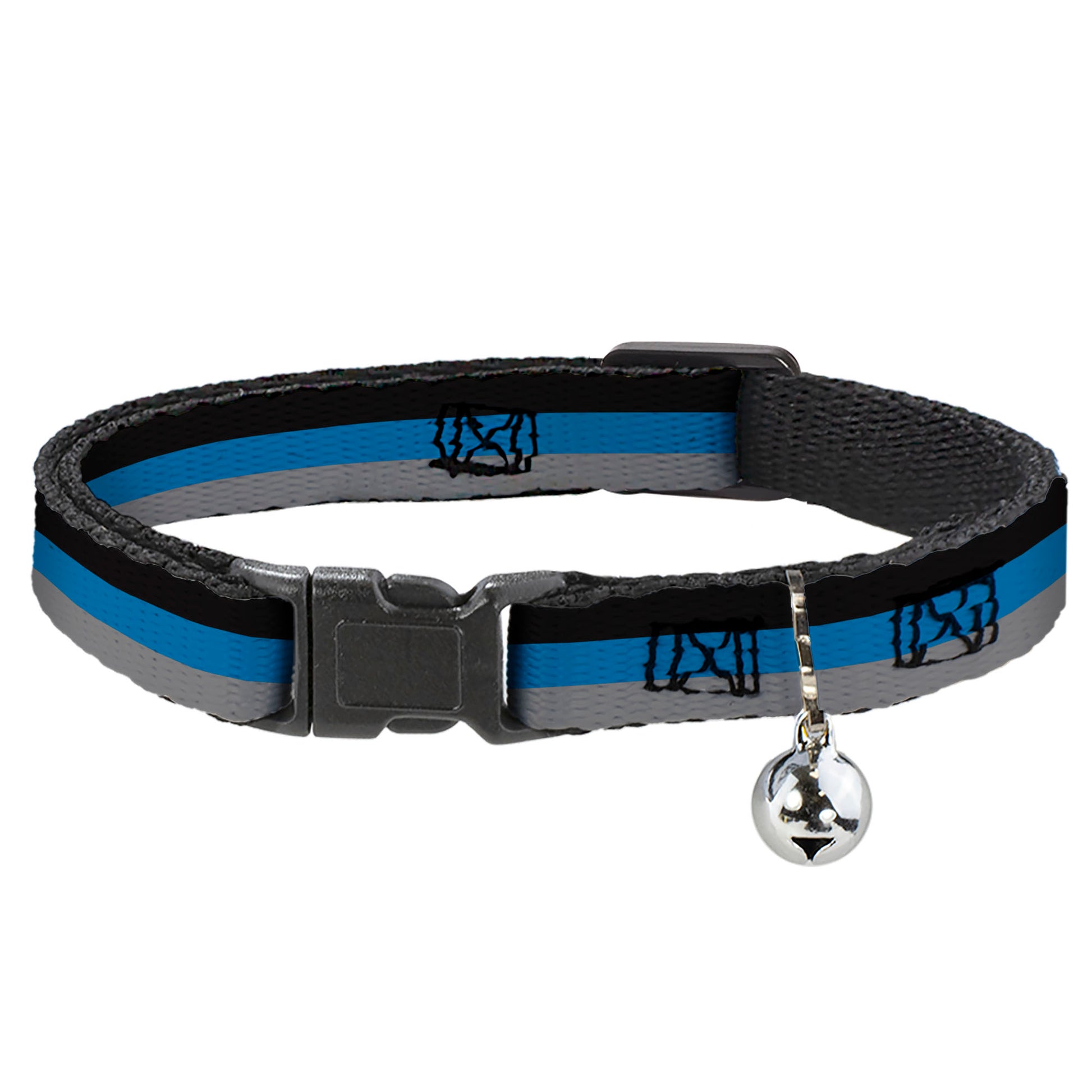 Cat Collar Breakaway - Stripes Black Turquoise Gray Breakaway Cat Collars Buckle-Down