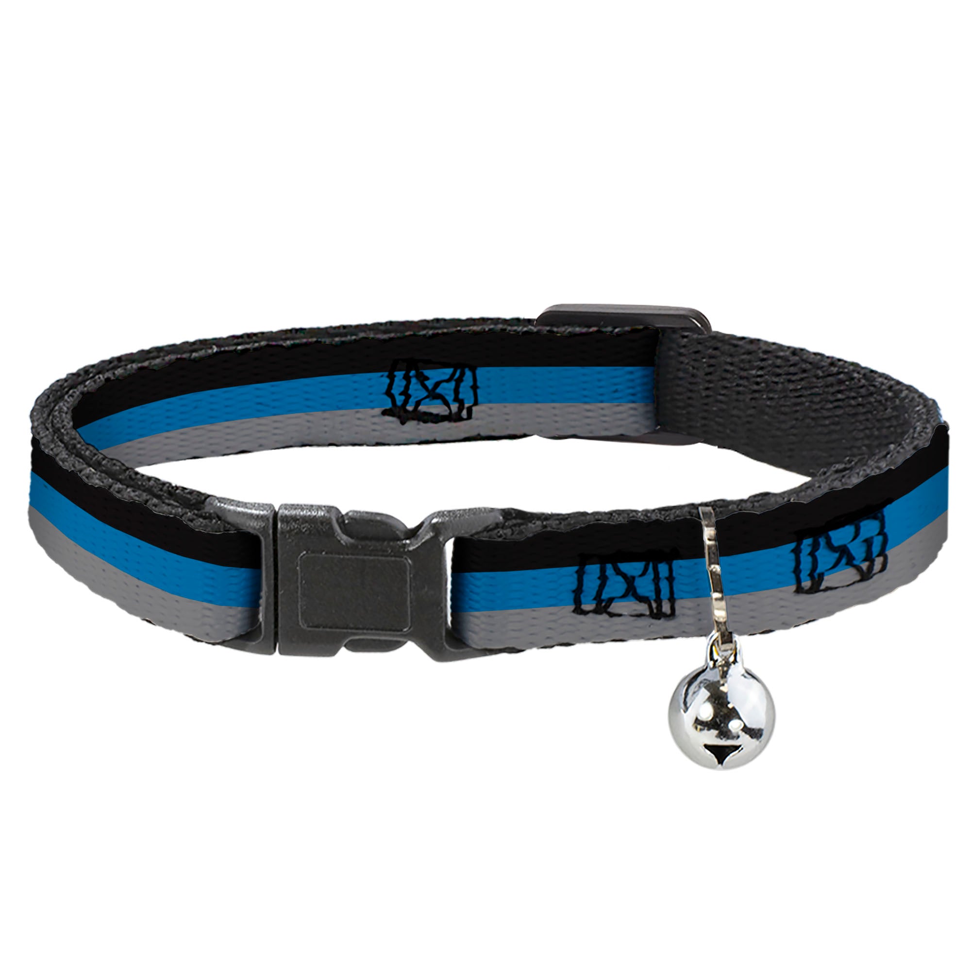 Cat Collar Breakaway - Stripes Black Turquoise Gray Breakaway Cat Collars Buckle-Down