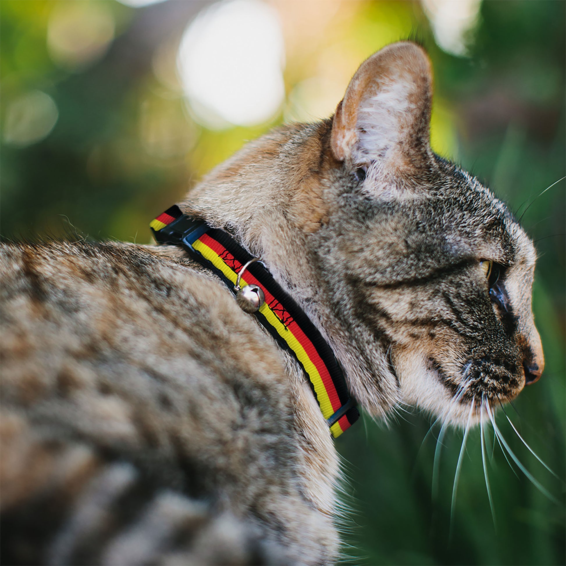 Cat Collar Breakaway - Stripes Black Red Yellow Breakaway Cat Collars Buckle-Down