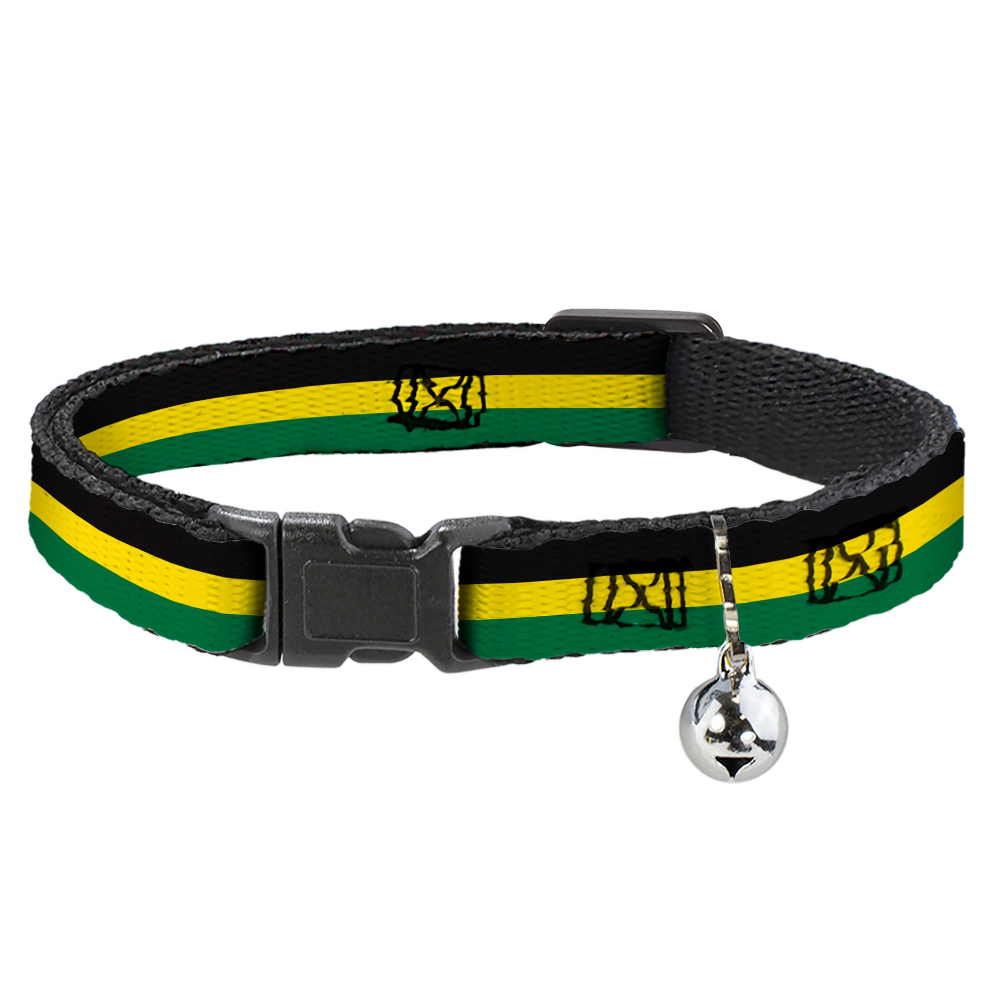 Cat Collar Breakaway - Stripes Black Yellow Green Breakaway Cat Collars Buckle-Down