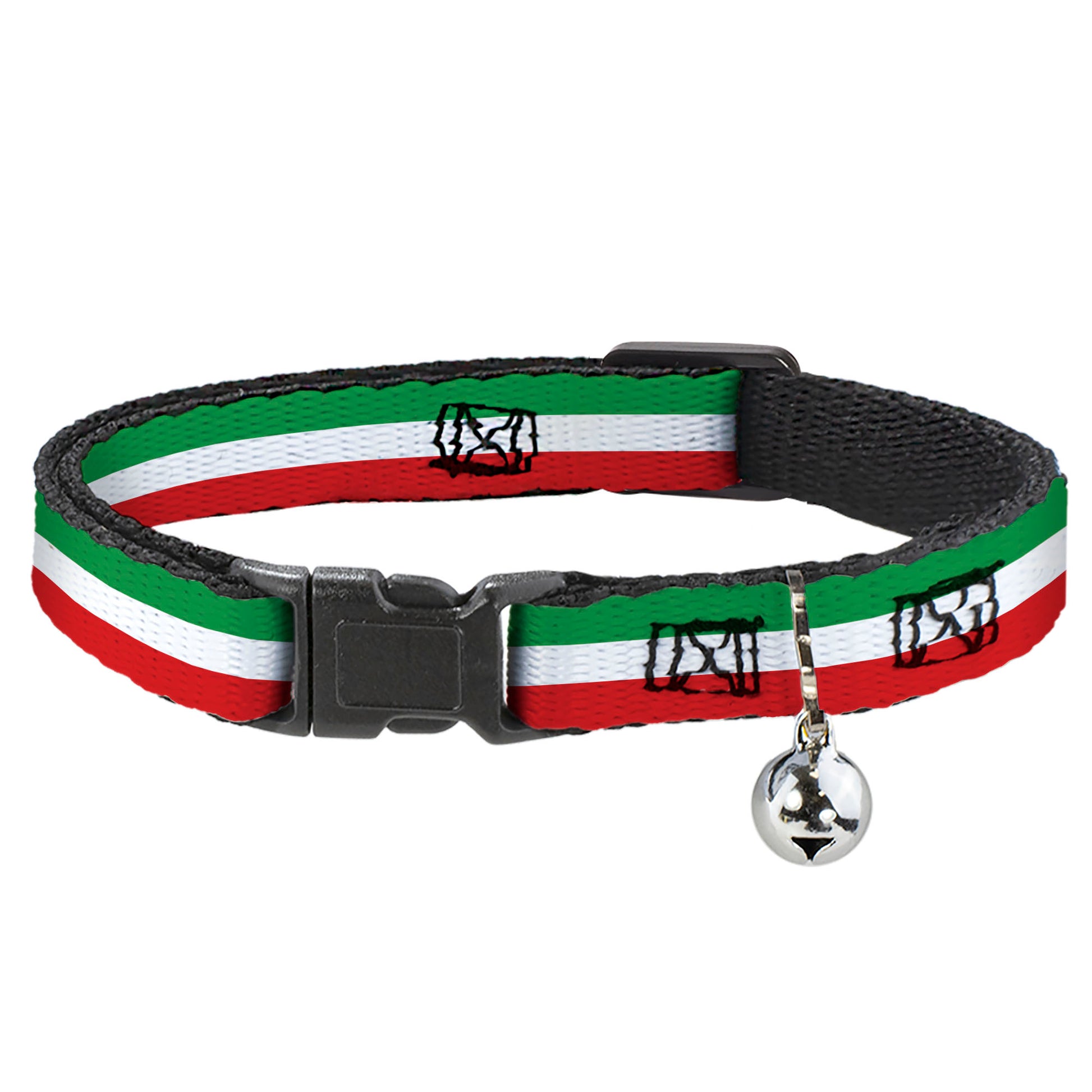 Cat Collar Breakaway - Stripes Green White Red Breakaway Cat Collars Buckle-Down