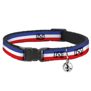 Cat Collar Breakaway - Stripes Blue White Red Breakaway Cat Collars Buckle-Down