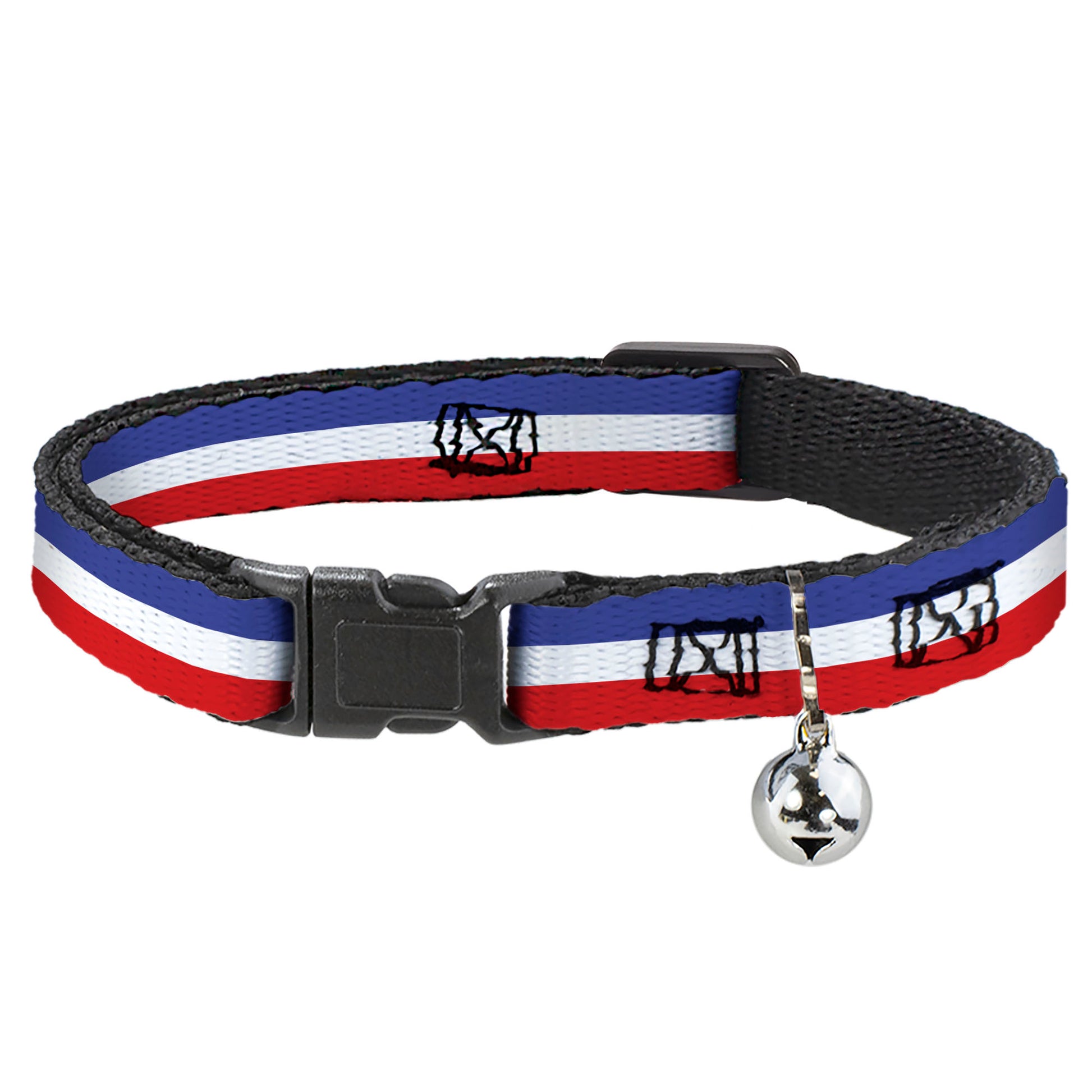 Cat Collar Breakaway - Stripes Blue White Red Breakaway Cat Collars Buckle-Down