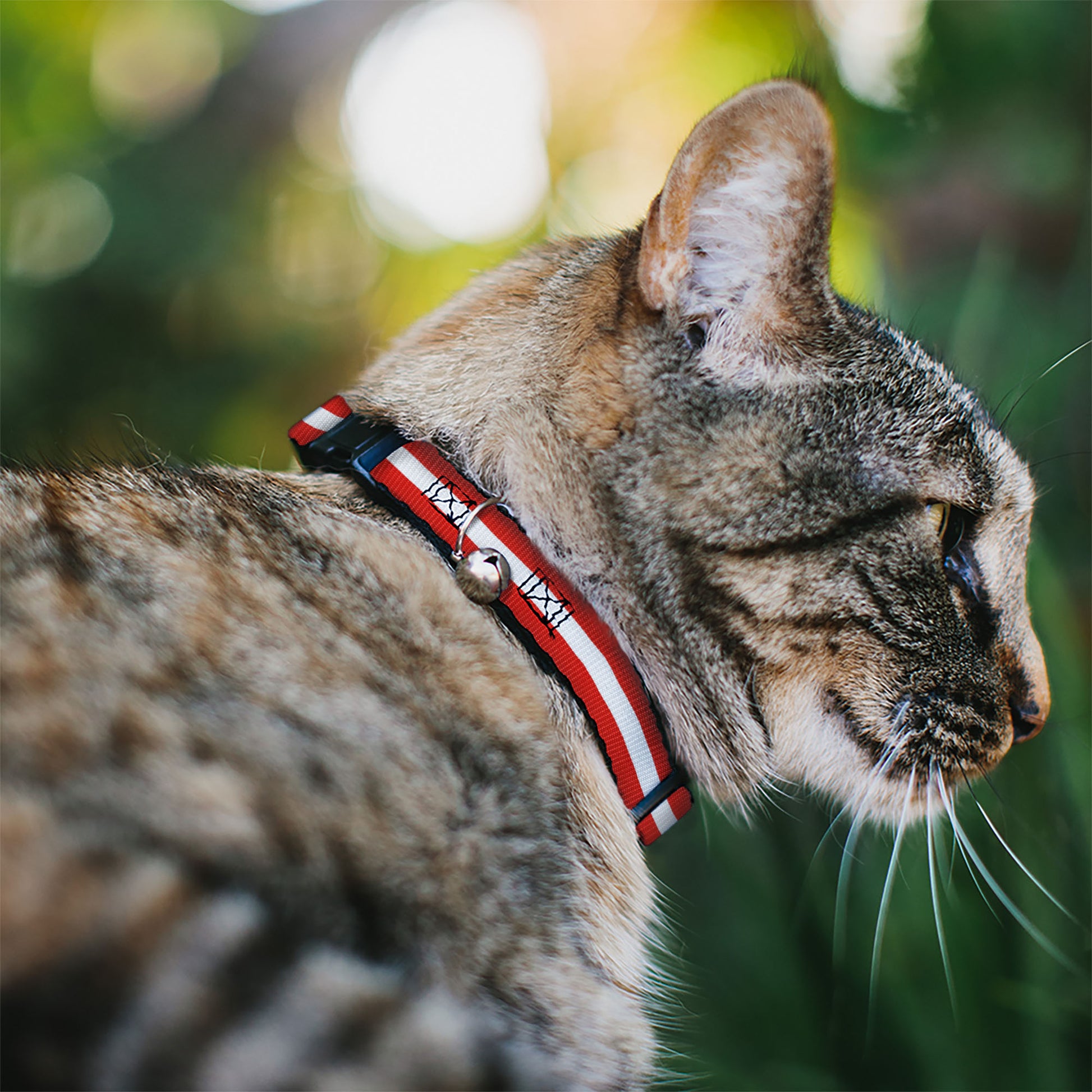 Cat Collar Breakaway - Stripes Red White Red Breakaway Cat Collars Buckle-Down