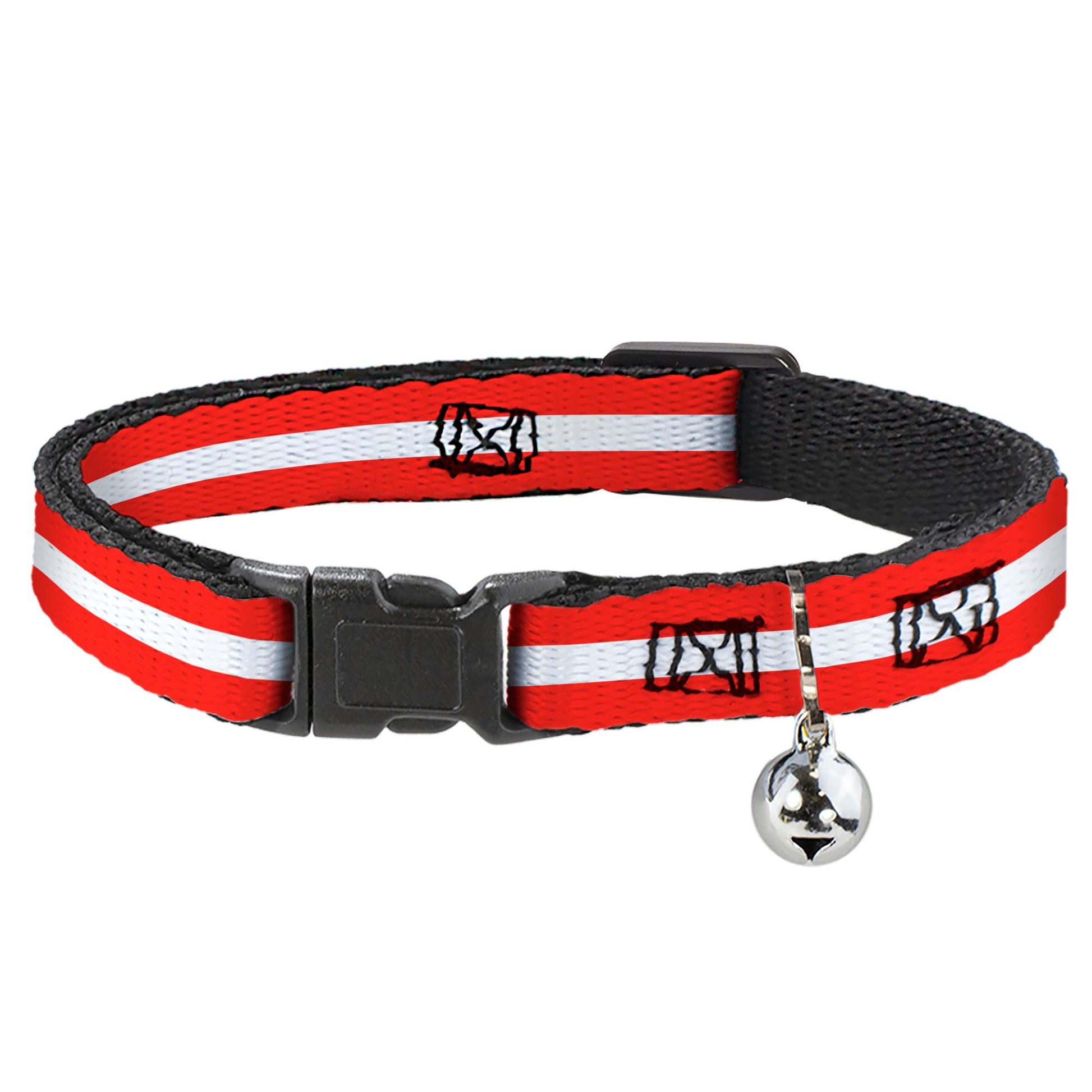 Cat Collar Breakaway - Stripes Red White Red Breakaway Cat Collars Buckle-Down