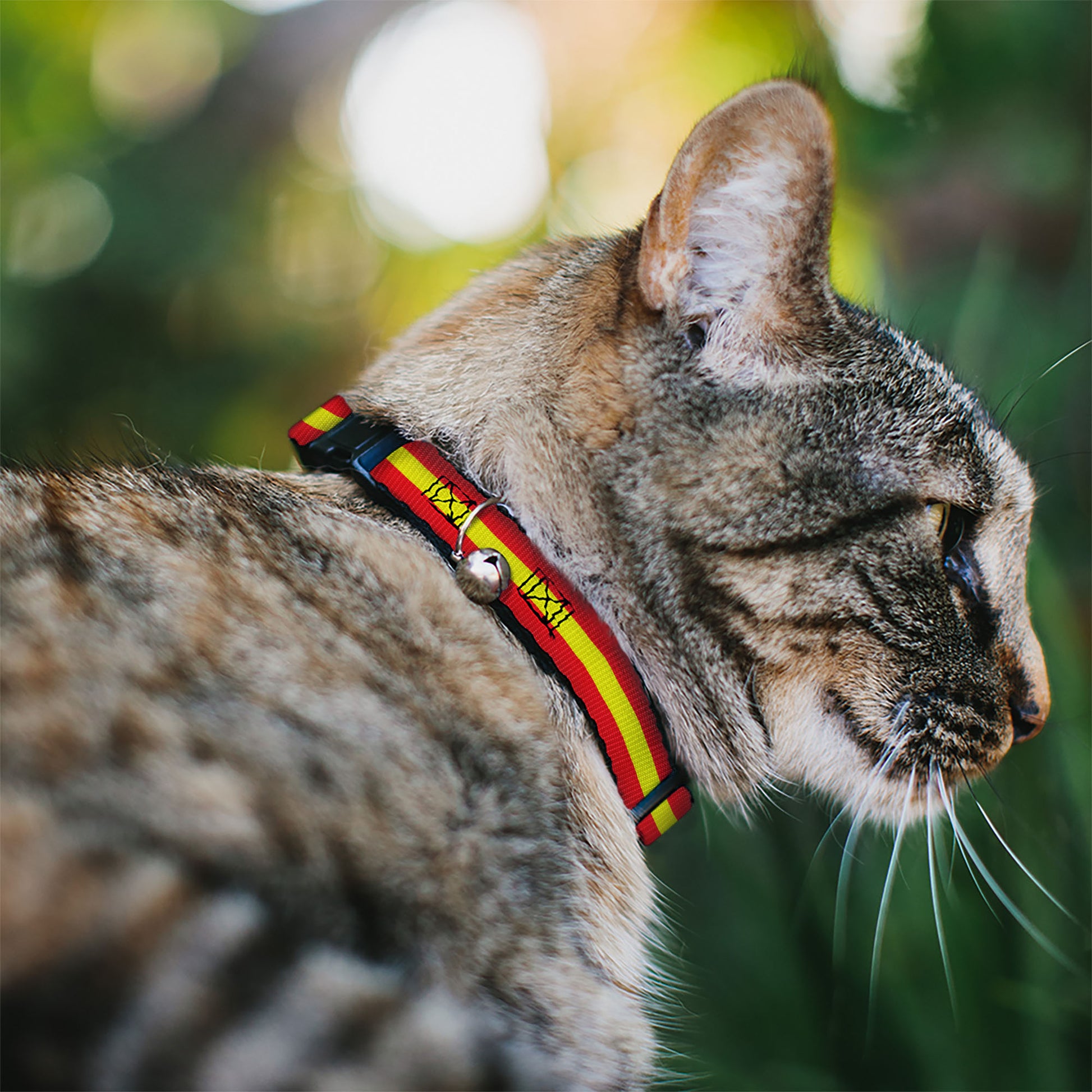 Cat Collar Breakaway - Stripes Red Yellow Red Breakaway Cat Collars Buckle-Down