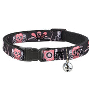 Cat Collar Breakaway - Sugar Skulls Gray Pink Breakaway Cat Collars Buckle-Down