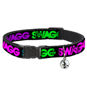 Cat Collar Breakaway - SWAGG Black Hot Pink Turquoise Purple Neon Green Breakaway Cat Collars Buckle-Down
