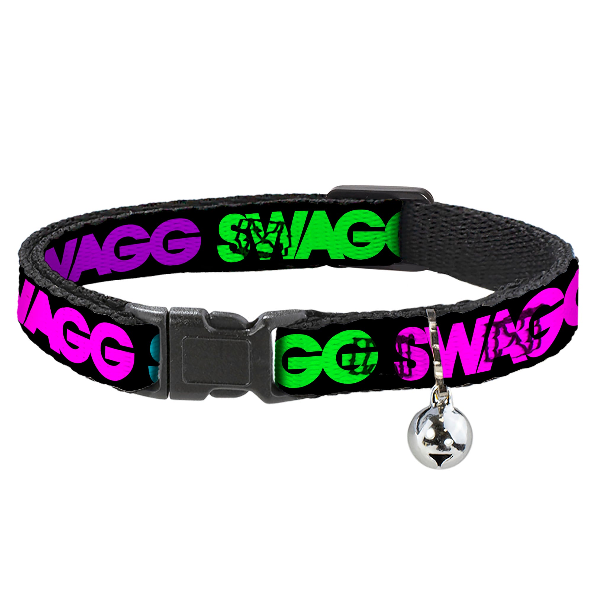 Cat Collar Breakaway - SWAGG Black Hot Pink Turquoise Purple Neon Green Breakaway Cat Collars Buckle-Down