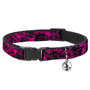 Cat Collar Breakaway - Safety Pins Black Fuchsia Breakaway Cat Collars Buckle-Down