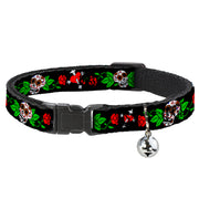 Cat Collar Breakaway - Sugar Skull w Roses & Heart Breakaway Cat Collars Buckle-Down