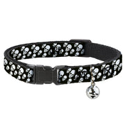 Cat Collar Breakaway - Tilted Skulls Black White Breakaway Cat Collars Buckle-Down