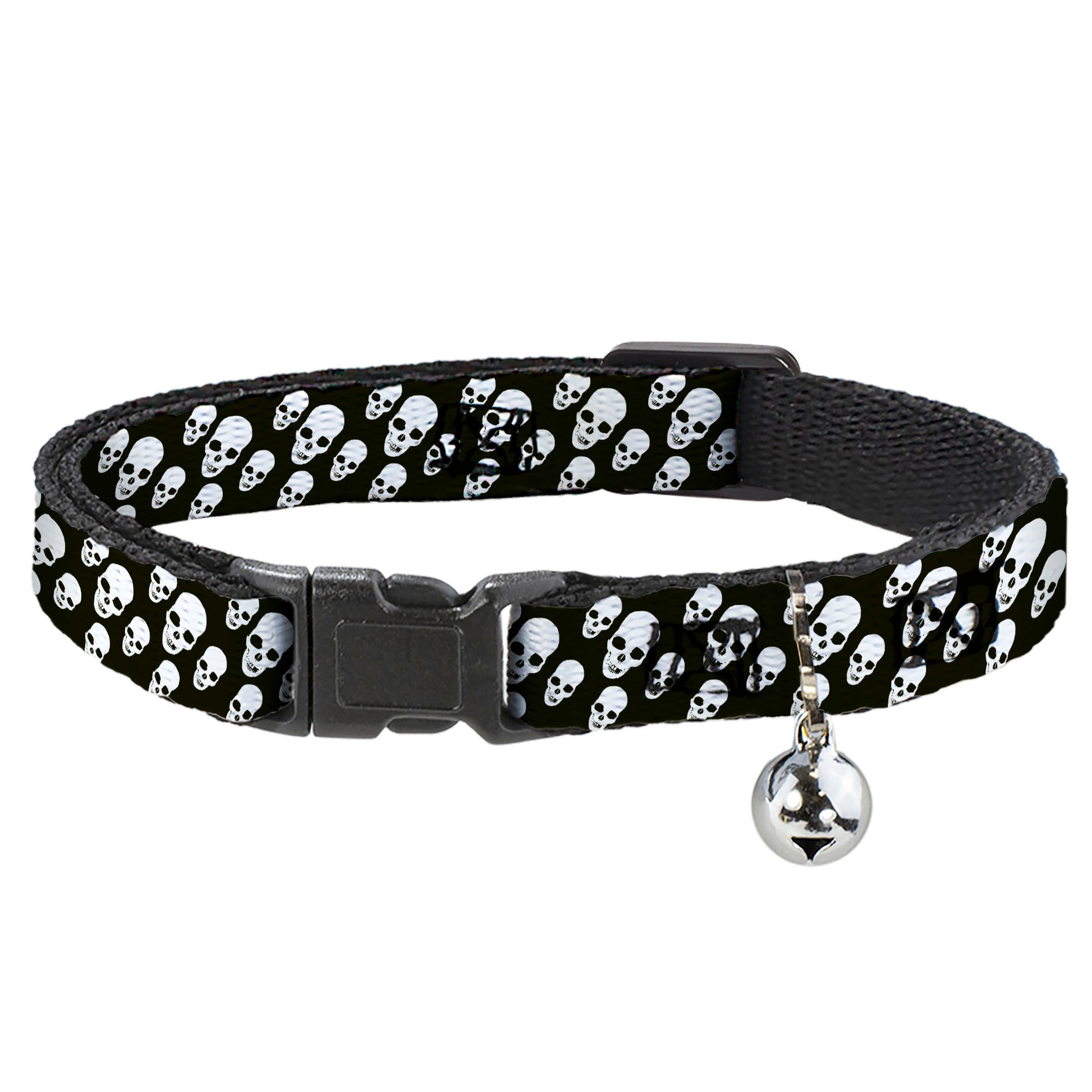 Cat Collar Breakaway - Tilted Skulls Black White Breakaway Cat Collars Buckle-Down