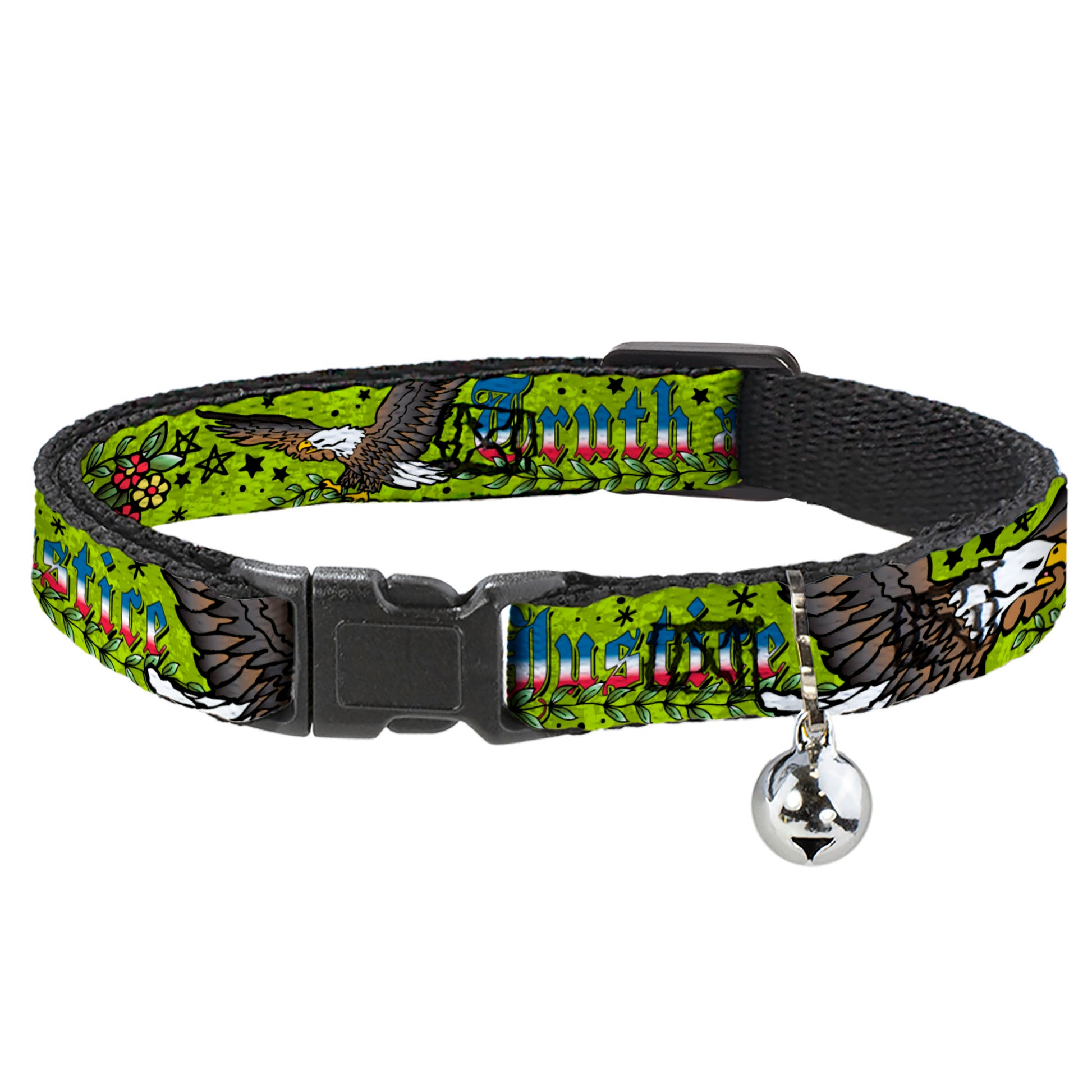 Cat Collar Breakaway - Truth and Justice Green Breakaway Cat Collars Buckle-Down