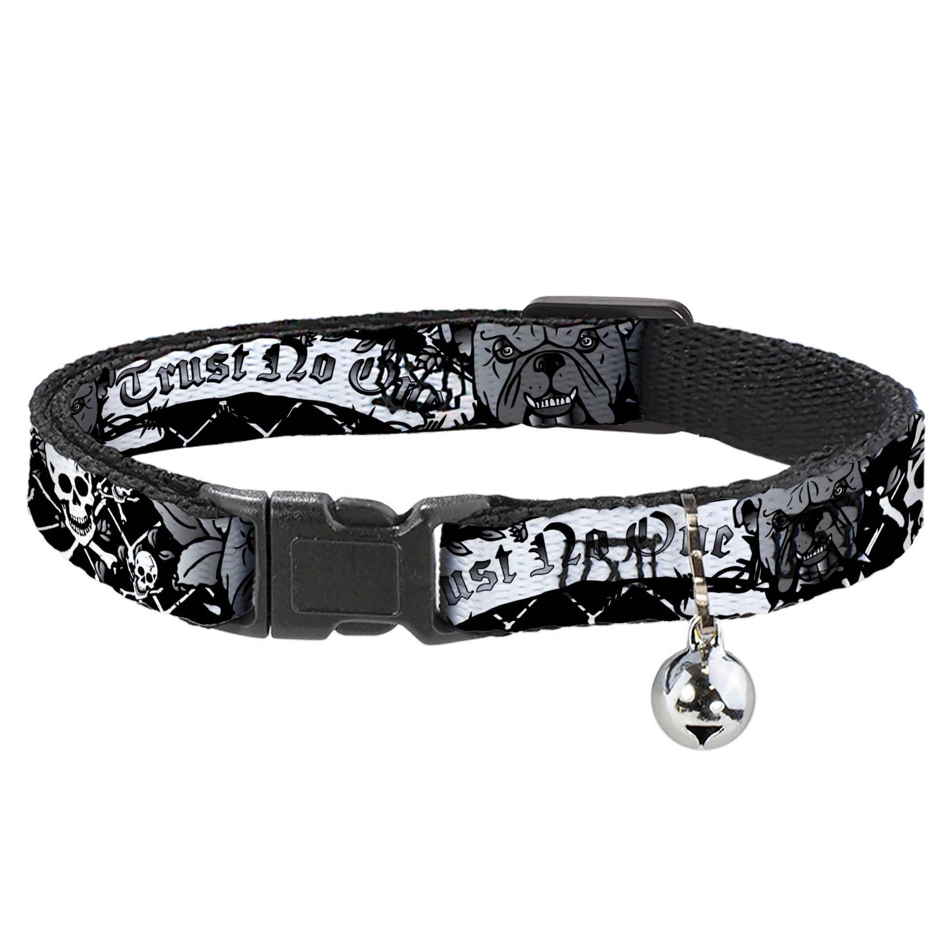 Cat Collar Breakaway - Trust No One Black White Breakaway Cat Collars Buckle-Down