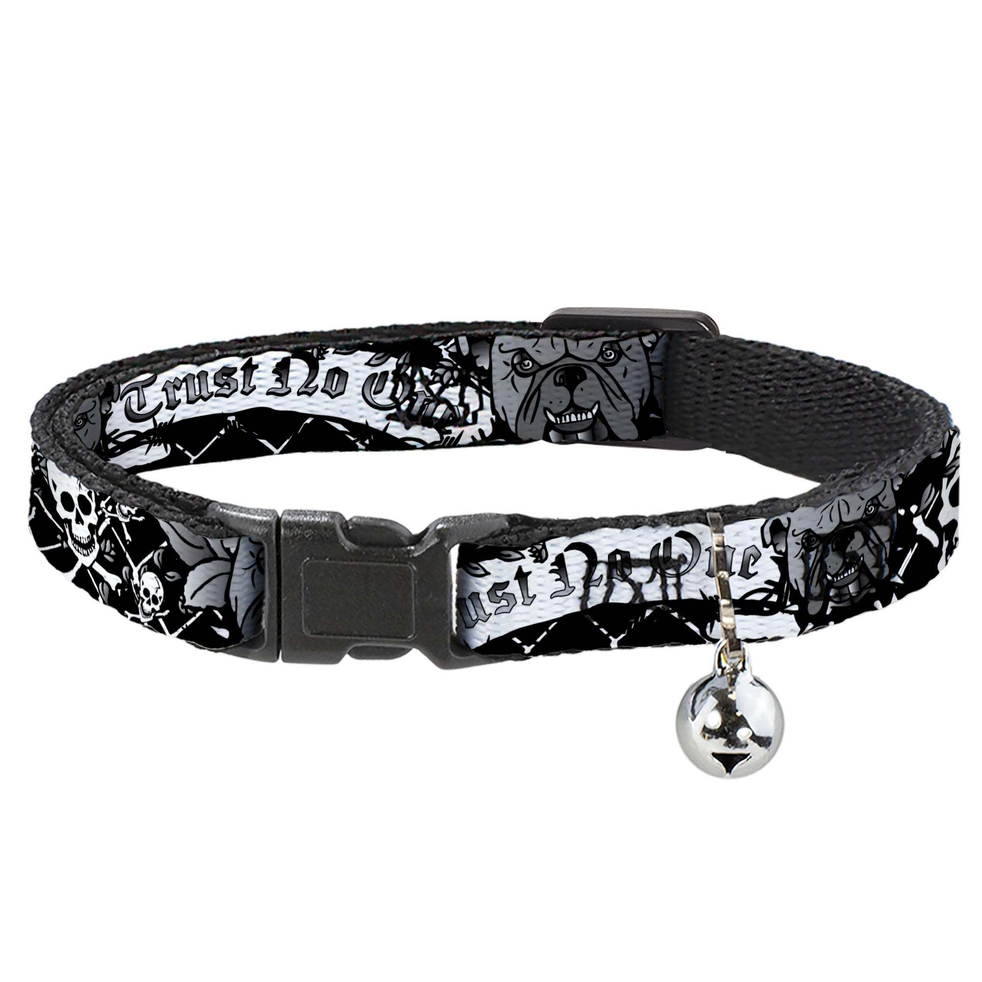 Cat Collar Breakaway - Trust No One Black White Breakaway Cat Collars Buckle-Down