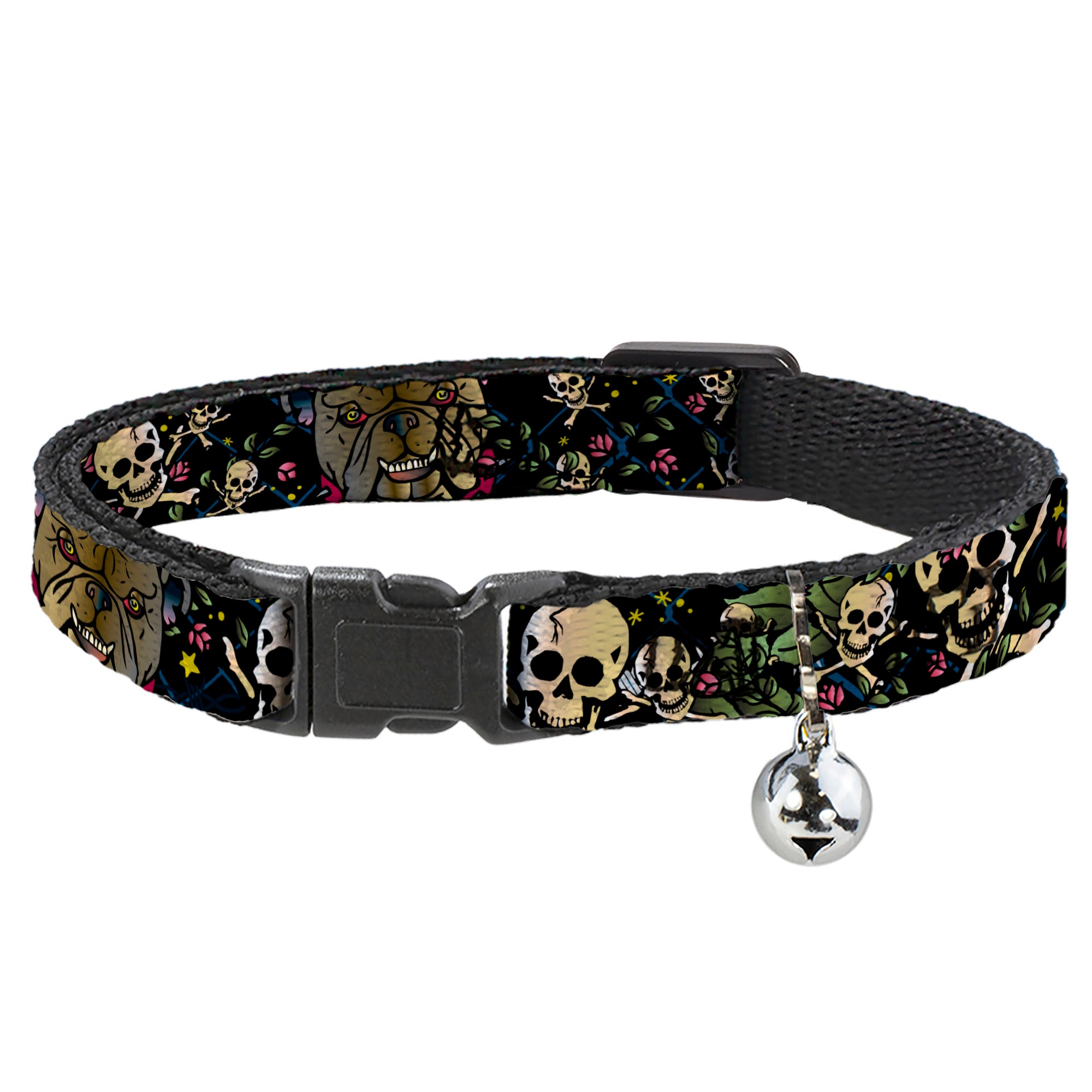 Cat Collar Breakaway - Trust No One CLOSE-UP Black Breakaway Cat Collars Buckle-Down