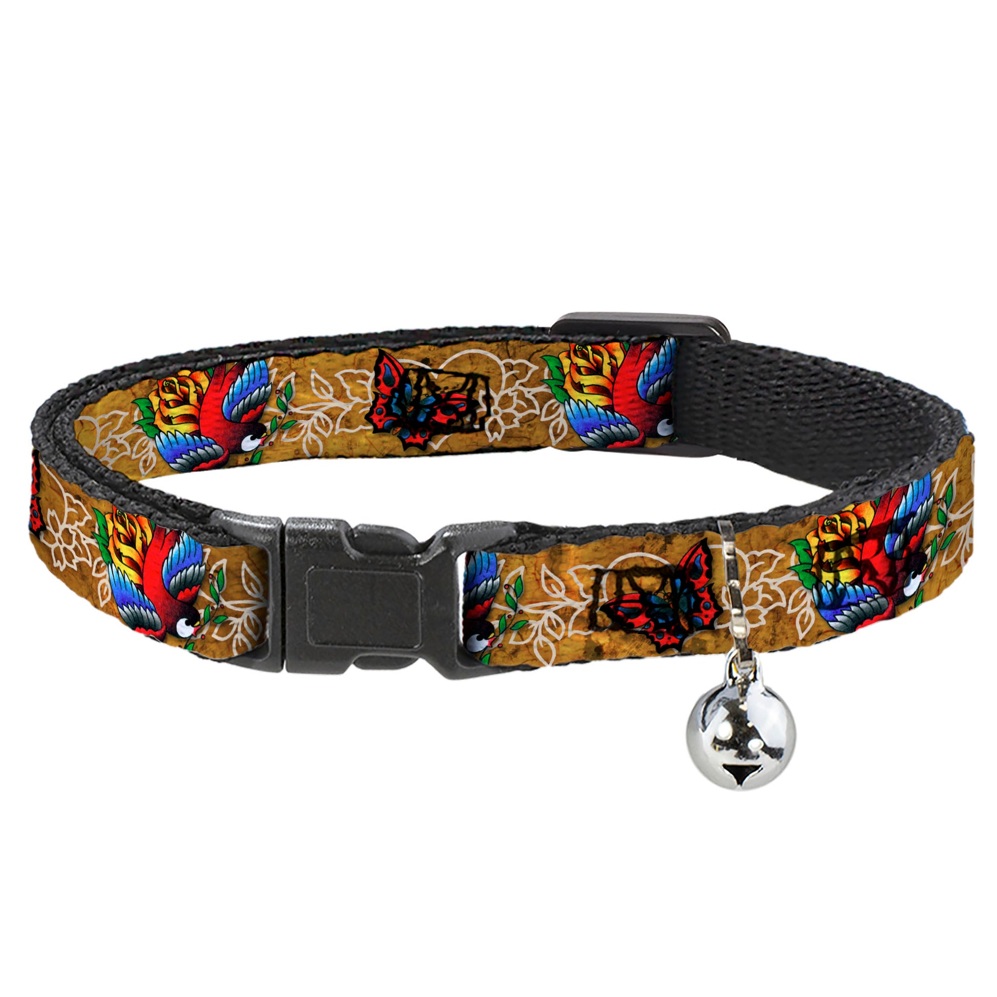Cat Collar Breakaway - Tattoo Johnny-Bird & Rose Breakaway Cat Collars Tattoo Johnny