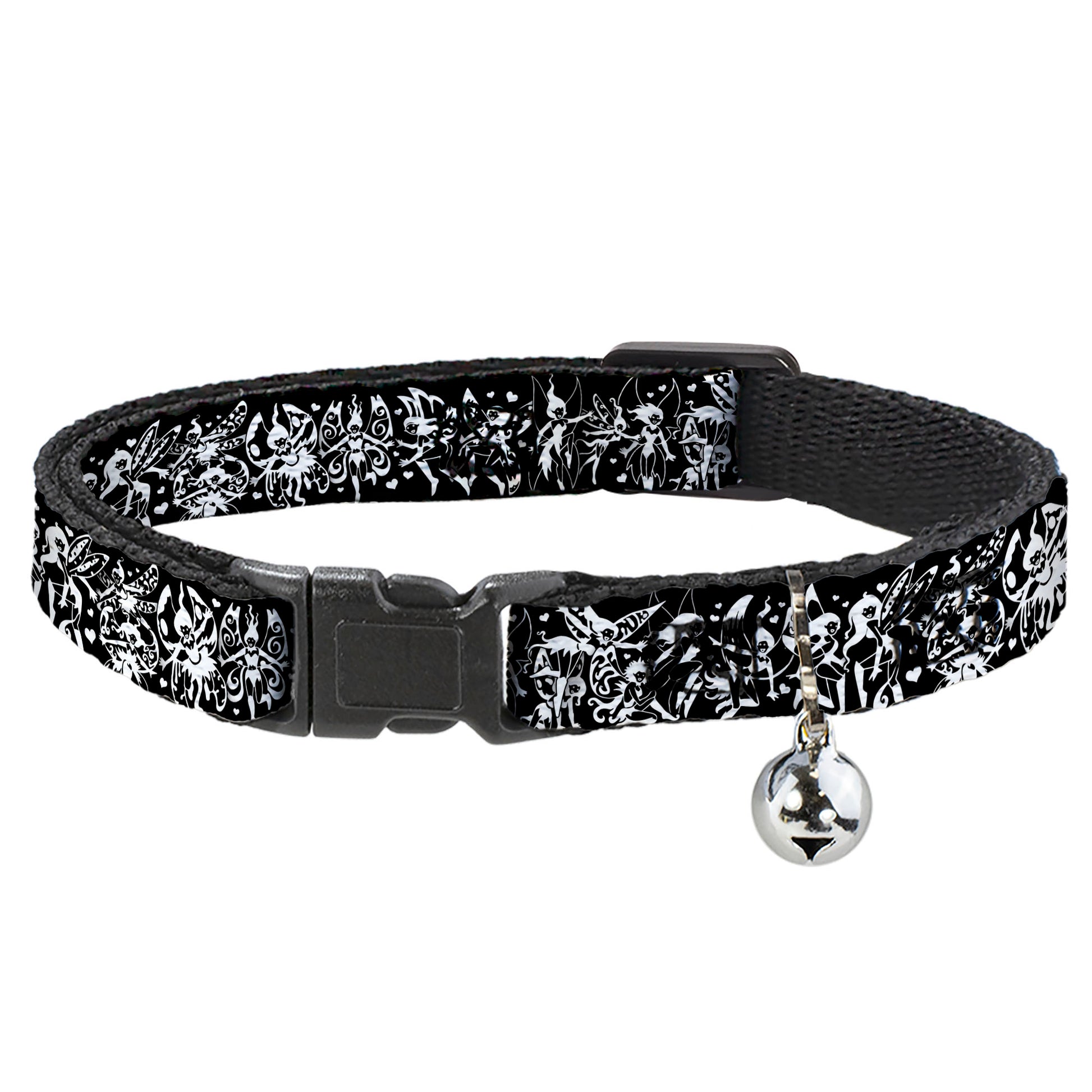 Cat Collar Breakaway - Tattoo Johnny-Fairies Black White Breakaway Cat Collars Tattoo Johnny