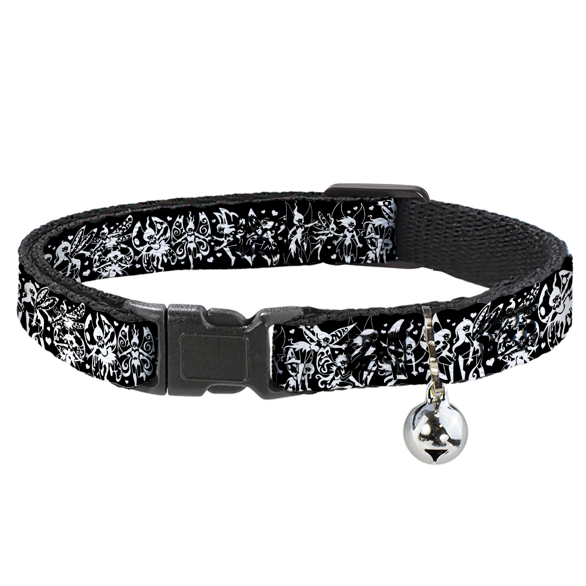 Cat Collar Breakaway - Tattoo Johnny-Fairies Black White Breakaway Cat Collars Tattoo Johnny