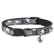 Cat Collar Breakaway - Tilted Skulls Plaid Gray Breakaway Cat Collars Buckle-Down