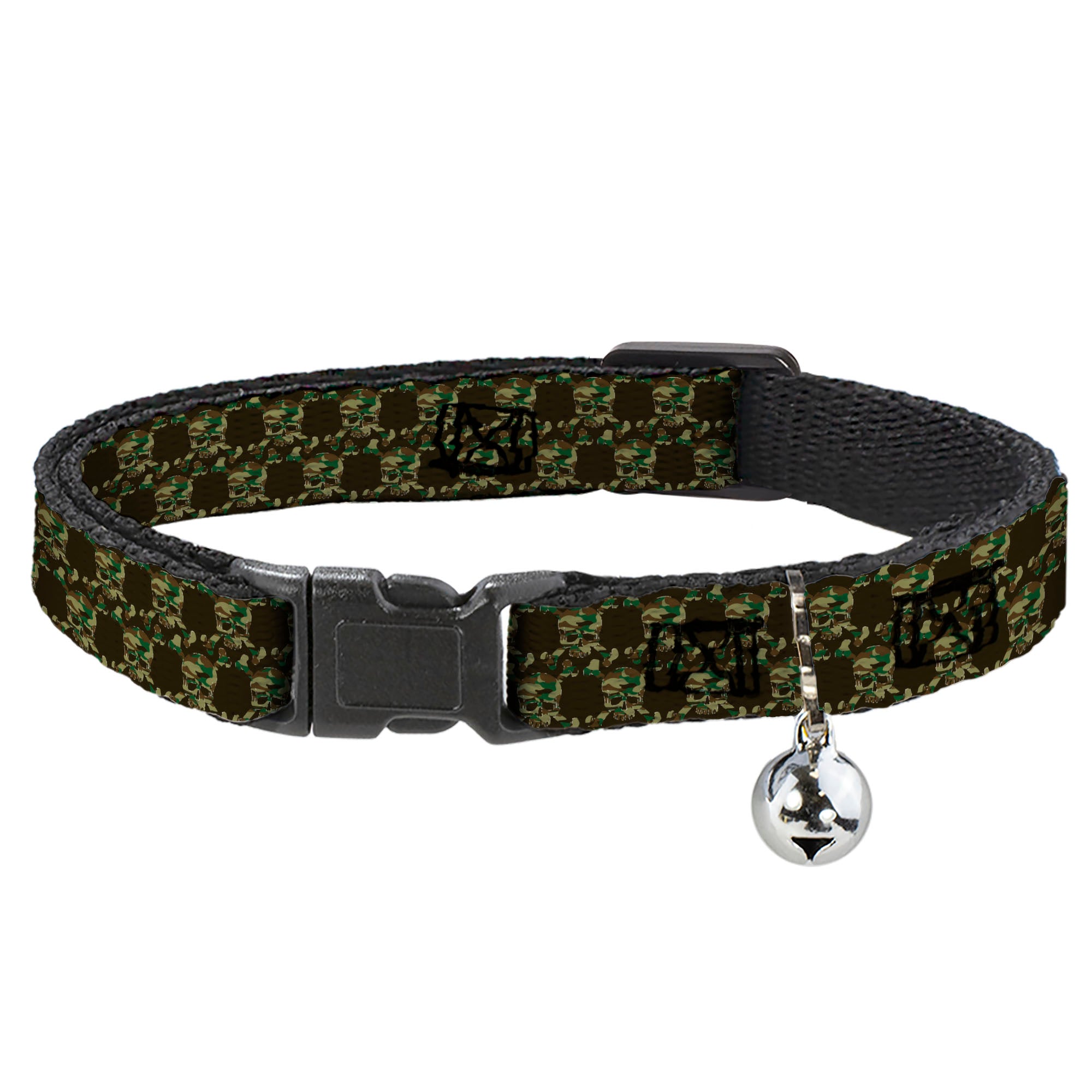 Cat Collar Breakaway - Top Skulls Black Camo Olive Breakaway Cat Collars Buckle-Down