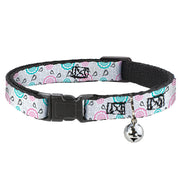 Cat Collar Breakaway - Bird Tapestry White Gray Turquoise Pink Breakaway Cat Collars Buckle-Down
